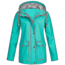 (XXXXL, Green) Women's Waterproof Windproof Raincoat Plus Size Outdoor Hooded Rain Jacket