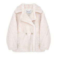 (BEIGE SHORT,L)Wool Cashmere Fuzzy Teddy Coat Oversized Women Fur-effect Winter Shearling Jacket Long