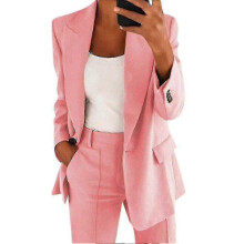 (S,Pink)Women's Light Suit Set with Blazer and Trouser - Anti-Aliasing