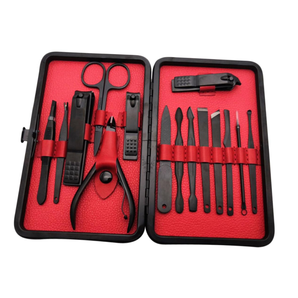 Professional Manicure Pedicure Kit with Case, Stainless Steel Nail Clippers and Grooming Tools