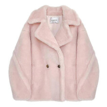 (PINK SHORT,M)Wool Cashmere Fuzzy Teddy Coat Oversized Women Fur-effect Winter Shearling Jacket Long