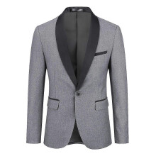 (XS,Grey)YOUTHUP Mens Business Slim Fit Shawl Collar Wedding Party Blazer