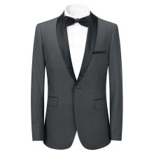 (XS,Dark Grey)YOUTHUP Mens Business Slim Fit Shawl Collar Wedding Party Blazer