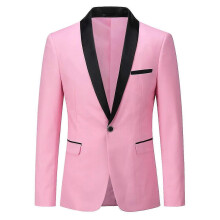 (XL,Pink)YOUTHUP Mens Business Slim Fit Shawl Collar Wedding Party Blazer