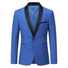 (2XL,Blue)YOUTHUP Mens Business Slim Fit Shawl Collar Wedding Party Blazer