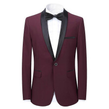 (XS,Dark red)YOUTHUP Mens Business Slim Fit Shawl Collar Wedding Party Blazer