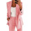 (M,Pink)Women's Light Suit Set with Blazer and Trouser - Anti-Aliasing 1