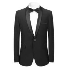 (L,Black)YOUTHUP Mens Business Slim Fit Shawl Collar Wedding Party Blazer