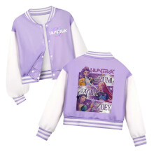 (110,Purple)Unisex Kids K-Pop Demon Hunter Cosplay Jacket - Stylish Anime-Inspired Streetwear for Teens