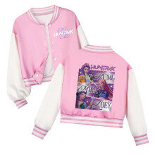 (110,Pink)Unisex Kids K-Pop Demon Hunter Cosplay Jacket - Stylish Anime-Inspired Streetwear for Teens