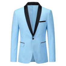 (3XL,Light blue)YOUTHUP Mens Business Slim Fit Shawl Collar Wedding Party Blazer