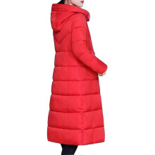 (M,Red)Women's Winter Long Down Coat Casual Zip-Up Puffer Jacket for Friends Gathering Outerwear