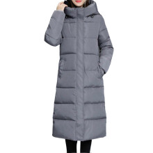(XL,Gray)Women Winter Down Jacket Casual Long Zip Up Outerwear Puffer Jacket Suitable for Friends Gathering Wear