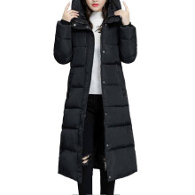(3XL,Black)Women Winter Down Jacket Casual Long Zip Up Outerwear Puffer Jacket Suitable for Friends Gathering Wear
