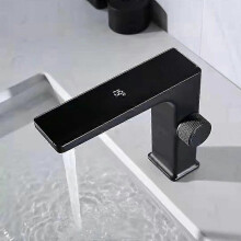 (Black) Digital Display Bathroom Basin Faucet Intelligent Led Brass Deck Mounted Washbasin Crane Hot Cold Water Mixer Sink Vanity Tap