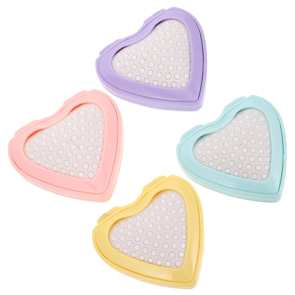 Foldable Travel Hair Brush with Mirror Compact Heart Shape Portable Detangling Comb for Girls