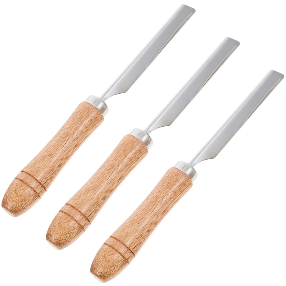 3pcs Pig Hair Removal Tool with Wood Handle Stainless Steel Scraper for Smooth Hair Removal