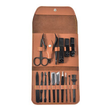 Stainless Steel Eyebrow Trimmer with Stylish PU Leather Case for Precise Shaping and Travel