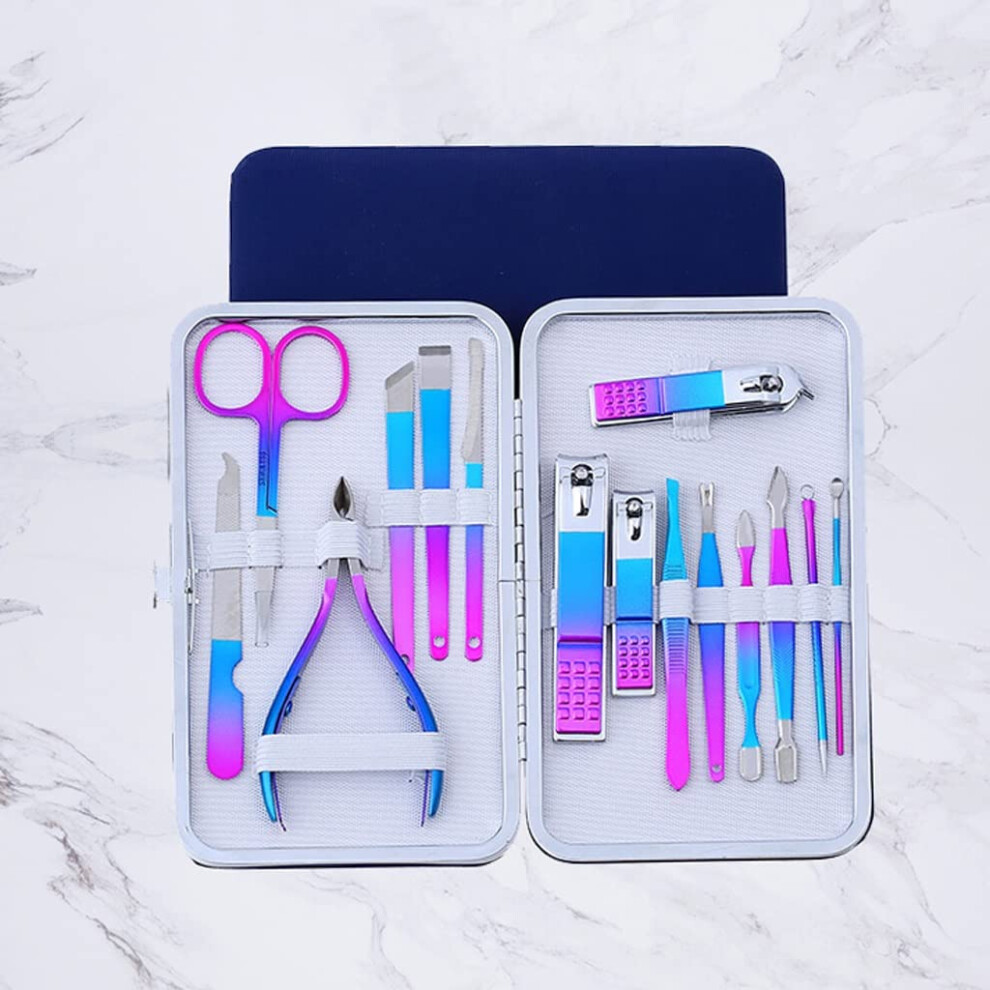 15 Piece Manicure Pedicure Kit Stainless Steel Nail Clippers Set for Travel and Home Grooming