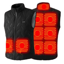 (4XL,Black)9 Zone Heated Vest With USB Powered Control Windproof Stand Collar Winter Thermal Sleeveless Coat For Outdoor Sports White XL