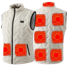 (XXXL,White)9 Zone Heated Vest With USB Powered Control Windproof Stand Collar Winter Thermal Sleeveless Coat For Outdoor Sports White XL