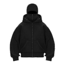 (XL,black)Y2K Gothic Harajuku Double Hat Hoodie with Ninja Mask, Loose Winter Windproof Sportswear