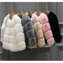 (110CM,Grey)Kids Faux Fur Baby Thick Parka Girl Warm Coat Jacket Coat Outerwear Children