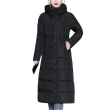 (2XL,Black)Women Winter Down Jacket Casual Long Zip Up Outerwear Puffer Jacket Suitable For Friends Gathering Wear