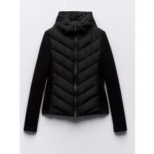 (S,Black)Spring And Summer Elegant Fashion Casual All-Match Long Sleeve Collar Stitching Cotton-Padded Jacket