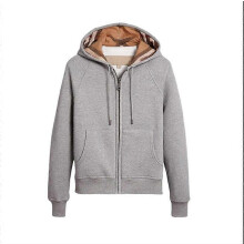 (M,Light gray)High Quality Original Single Hoodie British Style Hooded Men's Women's Pullover Women's Jacket Full Cardigan Zipper Coat