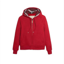 (S,red)High Quality Original Single Hoodie British Style Hooded Men's Women's Pullover Women's Jacket Full Cardigan Zipper Coat