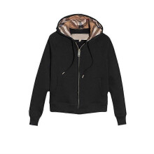 (M,black)High Quality Original Single Hoodie British Style Hooded Men's Women's Pullover Women's Jacket Full Cardigan Zipper Coat