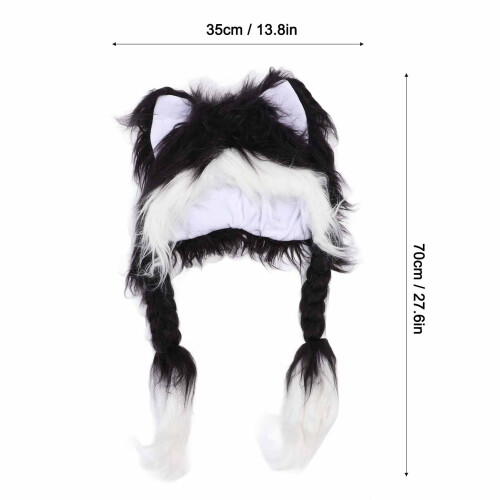 Katzenohren-Plüschmütze 7035 cm Eine Größe Schwarz-Weiß 1