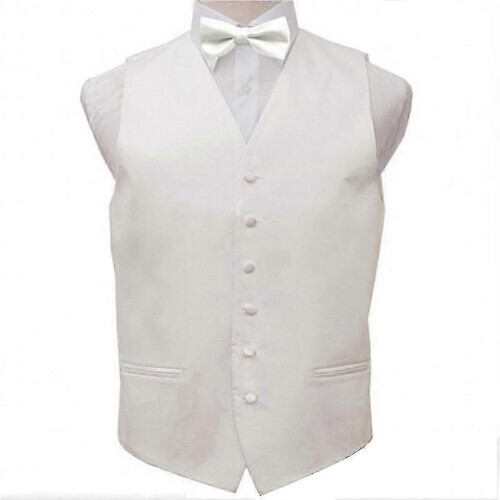 (S,White)Adjustable waistcoat vest for men, classic solid suit vest for formal occasions