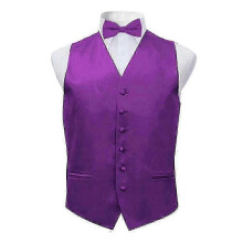 (3XL,Purple)Adjustable waistcoat vest for men, classic solid suit vest for formal occasions