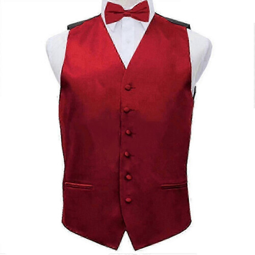 (XL,Dark Red)Adjustable waistcoat vest for men, classic solid suit vest for formal occasions