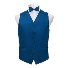 (2XL,Blue)Adjustable waistcoat vest for men, classic solid suit vest for formal occasions