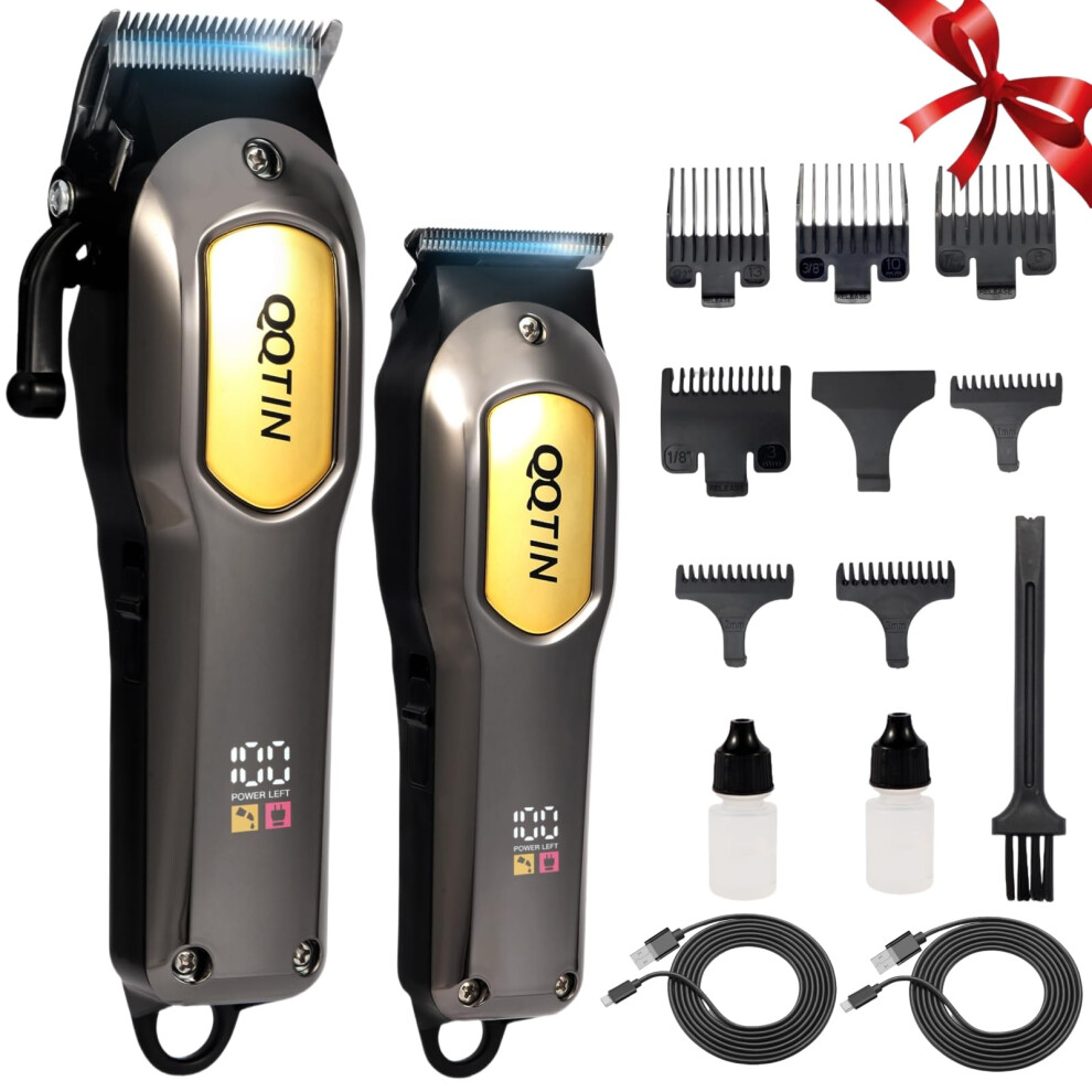 Cordless Hair Clippers for Men with 7500RPM Motor, Rechargeable 180min Battery, Precision Blades and Guide Combs for Barbers and Home Use (Silver)