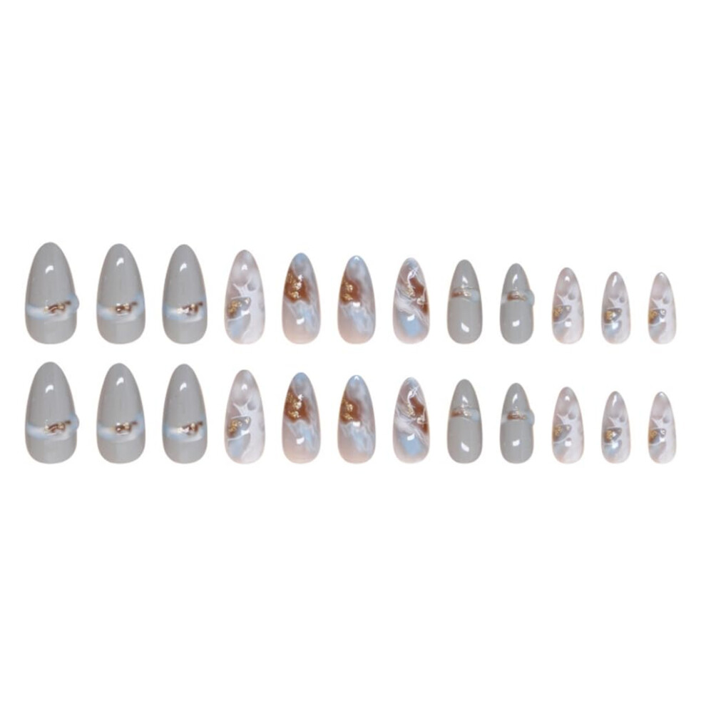 Almond Press On Nails Gradient French Tips Set, 24pcs Instant Salon Manicure with Natural Curve Fit