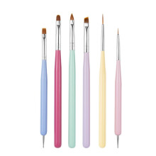 Macaron Colored Wooden Pole 5 Painted Flower Faint Gradient Pen Thread Pen Light Therapy Pen Nail Pen Ref: 4946