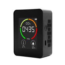 Stylish Air Guardian, CO2 Detector with Precise Anti-Interference, Air Quality Monitor with LCD Display Backlit, for Home, Office, Travel (Black)