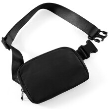 Pochete feminina unissex com alça ajustável e design resistente à água, feita de tecido leve e durável com dois bolsos com zíper.