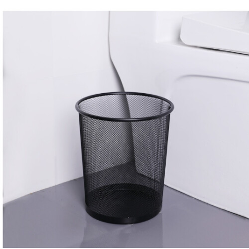 Silver Epoxy Coating Trash Bin, Versatile Room Use With Scratch Resistant Metal Construction And Deep Capacity For Easy Garbage Storage, Tapered 2
