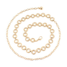 O-Ring Chain Belt for Women, Adjustable Size Waist Chain for Women, Fashionable Accessory with Multi-Layer Design, Lightweight Alloy Material, Smooth