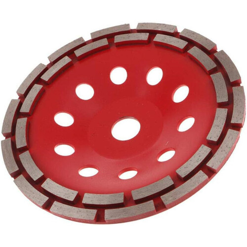 Disco de desbaste diamantado para concreto, compatível com esmerilhadeira angular, com dupla fileira de segmentos e areia diamantada de alta