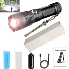 Teleskop-Fokussier-Taschenlampe mit hoher Leuchtkraft, wiederaufladbar mit langer Laufzeit für Outdoor- und Notfalleinsätze