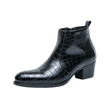 Men's Leather Ankle Boots with Side Zip, Oxford Dress Shoes for Business and Casual Wear