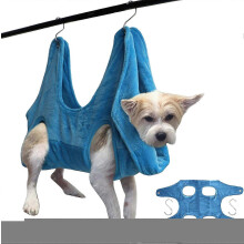 (S, blue) Pet Hammock Dog Cat Grooming Hammock Restraint Bags Convenient use in Bathing Washing Bathing Nail Trimming