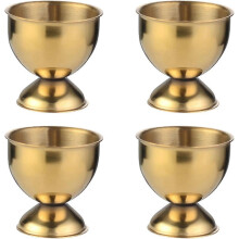 (Gold) Egg Cups Set Stainless Steel Soft Boiled Egg Cups Holder Stand Egg Cup Tray Include 4 Eggs Kitchen