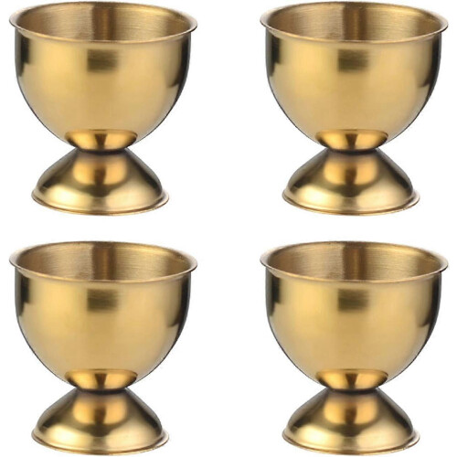 (Gold) Egg Cups Set Stainless Steel Soft Boiled Egg Cups Holder Stand Egg Cup Tray Include 4 Eggs Kitchen